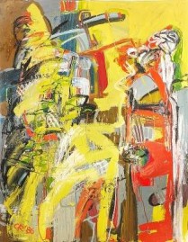 Bild, Vogelgesang, Maler, Bildhauer, Cornelius Richter, 1986, Öl, Leinwand, Kunstausstellung